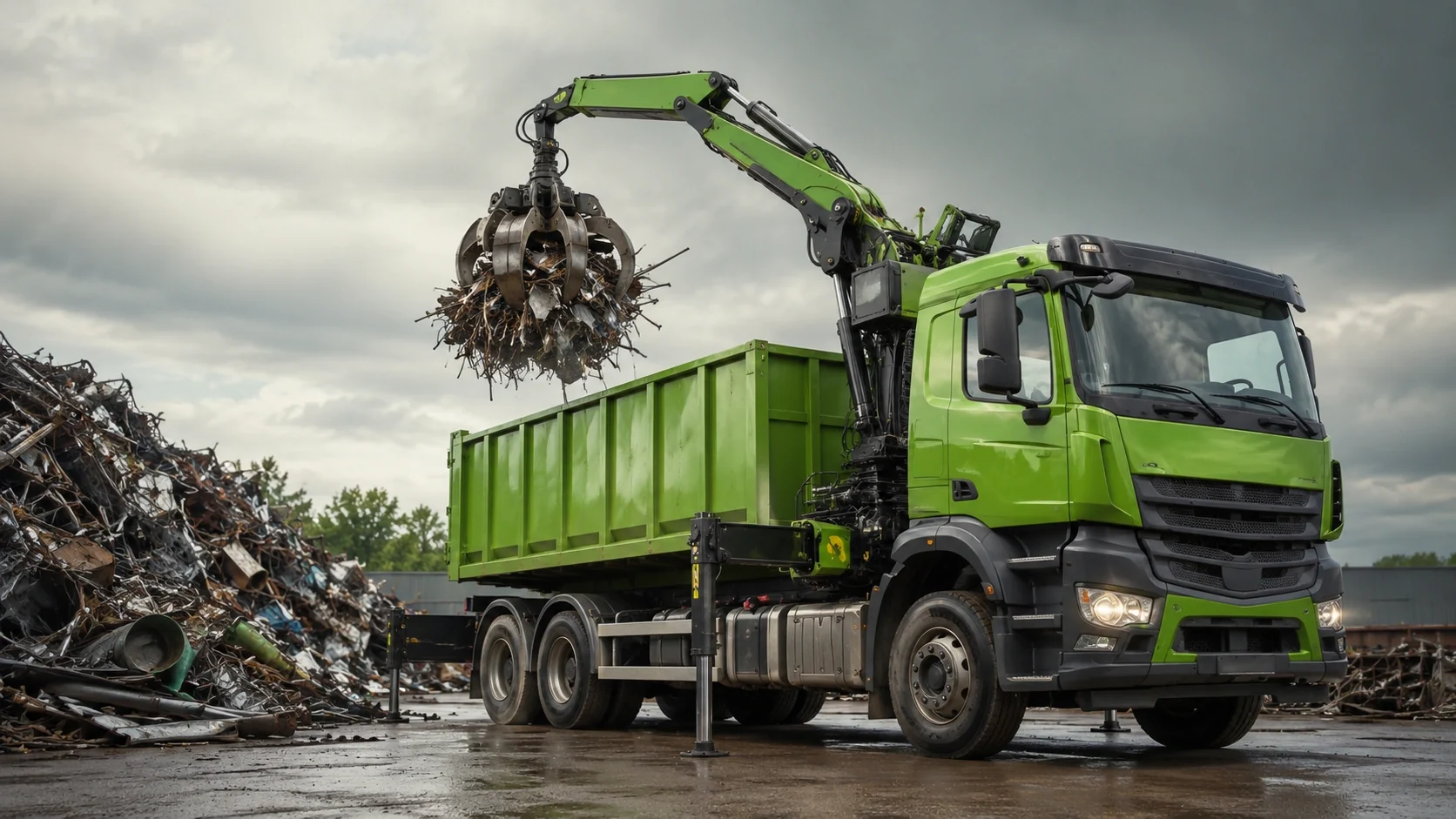 Schrottabholung mit LKW, Ladekran und Mischschrott von Schrotthandel Richter